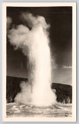 #ad #ad Haynes Old Faithful Geyser Yellowstone National Park WY MT RPPC Postcard Real $6.45