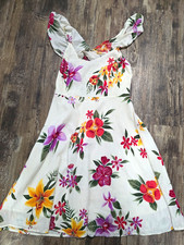Old Navy Floral Woven Cotton A-Line Sundress Ruffle Sleeve Square Neck S