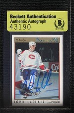 BAS 1991-92 O-Pee-Chee Premier John LeClair #105 Authentic Auto 3c7