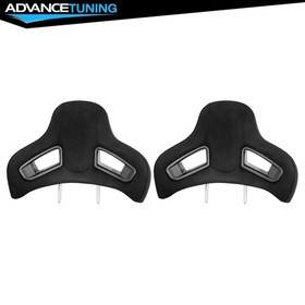 Seat Headrest Neck Cushion BK Suede Rod Dia 10mm Space 150mm For Mazda 3/6 Pair