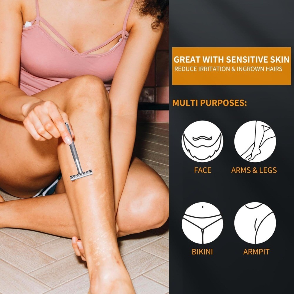 Premium 10-Count Double Edge Razor Blades Platinum Coated Stainless Steel Smooth