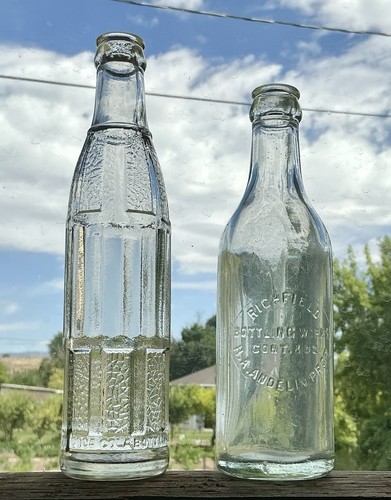 Pair Of Richfield Utah Crown Top Soda Bottles