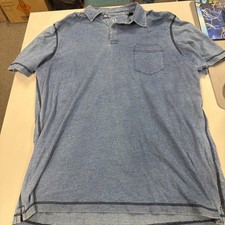 Bugatchi Uomo Blue Collared Button Shirt Short Sleeve Sz Lrg