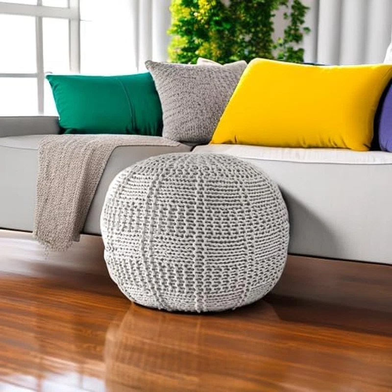Berlin Casual Knitted Filled Ottoman Pouf - Image 4 of 4