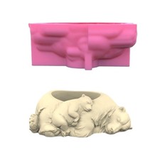 Concrete Mould Hand-Making Plant Pot Mold Cute Sleeping Animal Shape for Vase