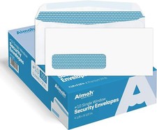 10 Single Left Window Security Tinted Envelopes, Gummed Closure, Size 4-1/8 X