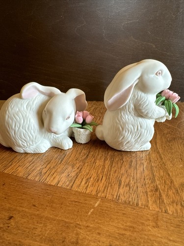 2003 DEPT 56 OSTERN glatte Kaninchen Menge 2 Bauernhoftiere EUC 2-1/2” & 3-1/4” - Bild 6 von 13