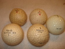 Lot of 5 1950s-1960s Vintage Golf Balls Dunlop MaxFli 2, 6 Tour Ltd, DDH, XS100