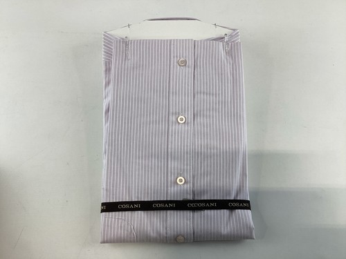 Camicia elegante uomo Cosani bianca lavanda righe manica lunga bottoni cotone NUOVA - Foto 2 di 5