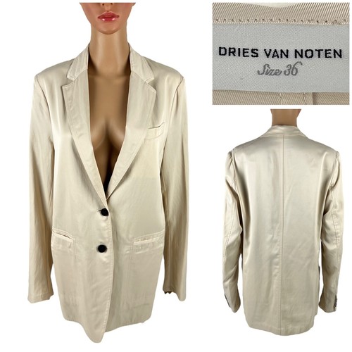 Dries Van Noten Womens 36 Jacket Blazer Cream Ivory Bulgaria Viscose Cotton - Afbeelding 1 van 13