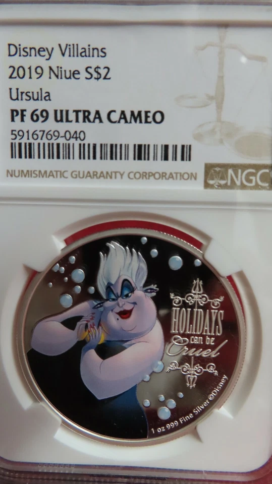 2019 Niue 1 Oz .999 Silver $2 Disney URSULA NGC PF PR 69 The Little Mermaid  - Image 4 of 4