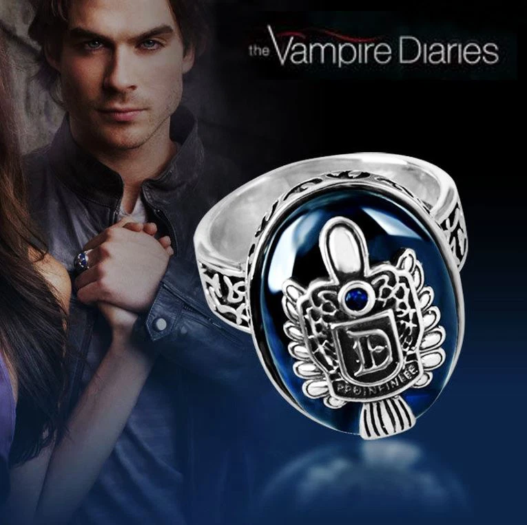 Die Vampirtagebücher, Damon Salvatore, Wappen, Lapis antikes Silber, Tageslichtring