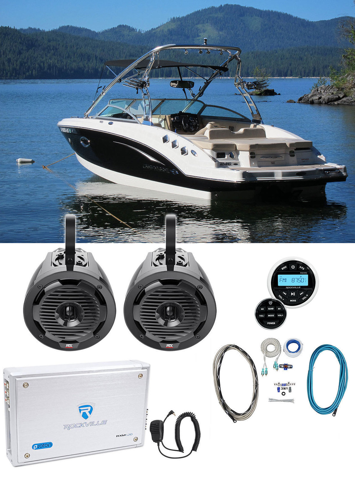 4 Динамики для морского вейкборда MTX WET65T 654-канальный усилитель Усилитель Bluetooth-приемник 119890₽