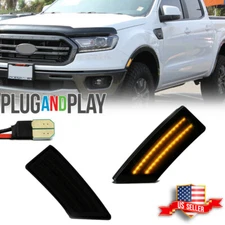 Smoked Lens Amber LED Front Fender Side Marker Lights Fit 2019-2022 Ford Ranger