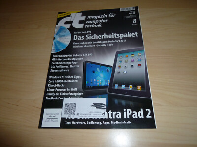 Computer PC Zeitung Zeitschrift - C't 8 / 2011 - Magazin Linux Windows iPad 2