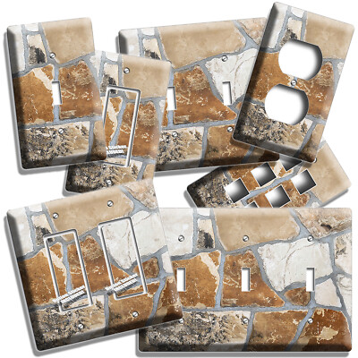 RUSTIC NATURAL STONE TILE STYLE LIGHT SWITCH OUTLET PLATE ROOM KITCHEN ART DECOR