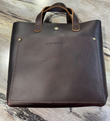 Portland Leather Goods Mini Classic Crossbody Tote Purse Bag Leather GRIZZLY