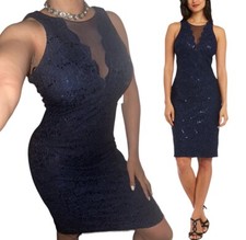 NW Nightway NEW Womens Sz 8 Allover Navy Sequin Embellished Dress Wedding Party