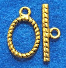 10Sets Tibetan Antique Gold OVAL Toggle Clasps Hooks Jewelry Findings C373