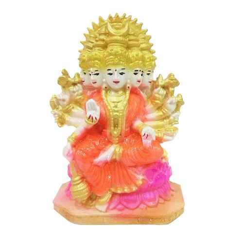 Polyresin Marble Powder Panchmukhi Laxmi Statue For Home Office Decor