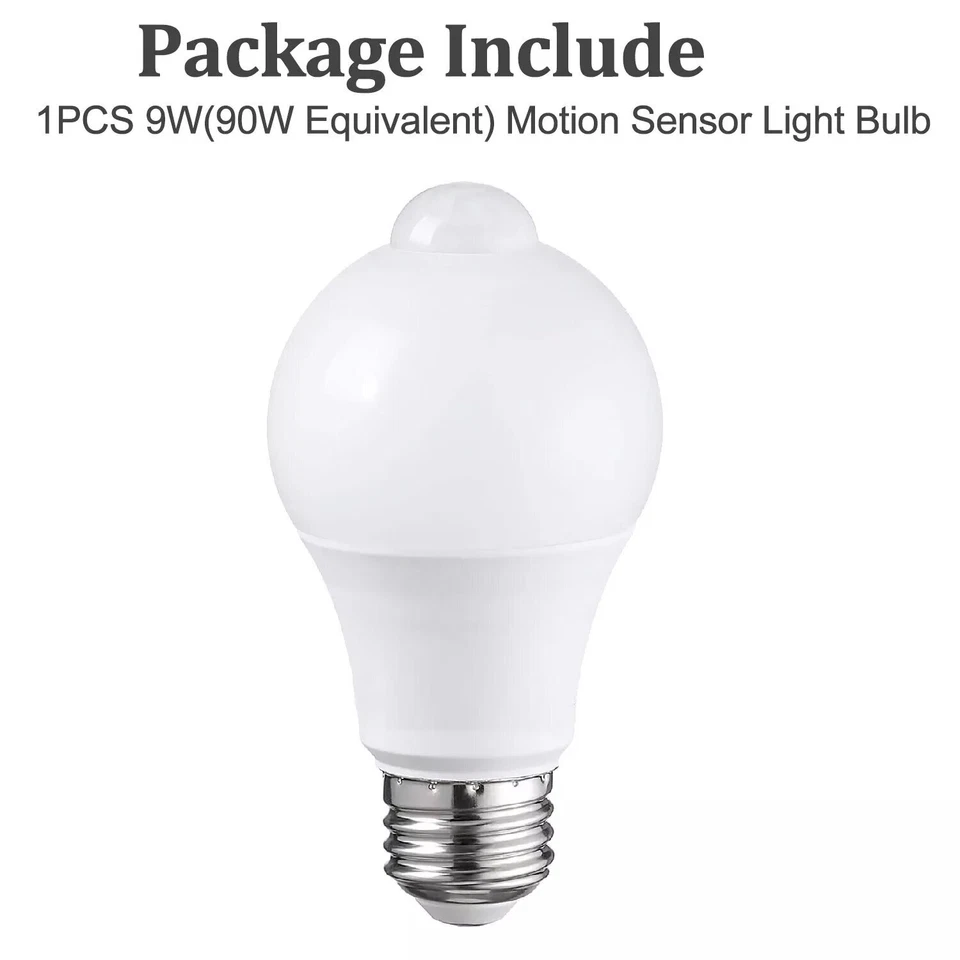 3X LED PIR Motion Sensor Light Bulb E27 9W(90W) Infrared Auto Energy Saving Lamp - Image 2 of 4