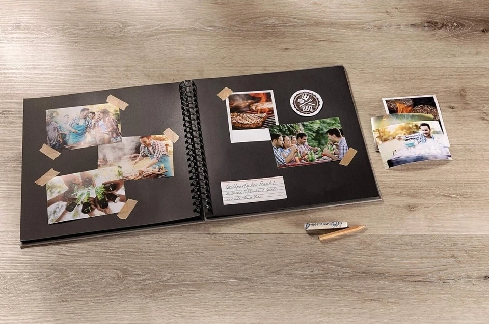 Álbum de fotos bellas artes encuadernado en espiral, 28 cm x 24 cm 50 páginas, tiza con páginas negras Foto 4 de 4