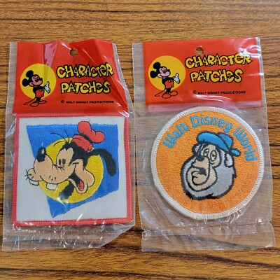 Vintage NEW (2) Disney Character Pacthes Goofy & Baloo Bear Sealed Unused