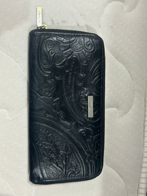 S9# Etro wallet black made in italy 7/3 inch   the interior zipper is missing
