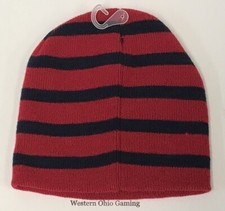 Kid's Faded Glory Red Black Striped Beanie Hat NEW Child's Cap