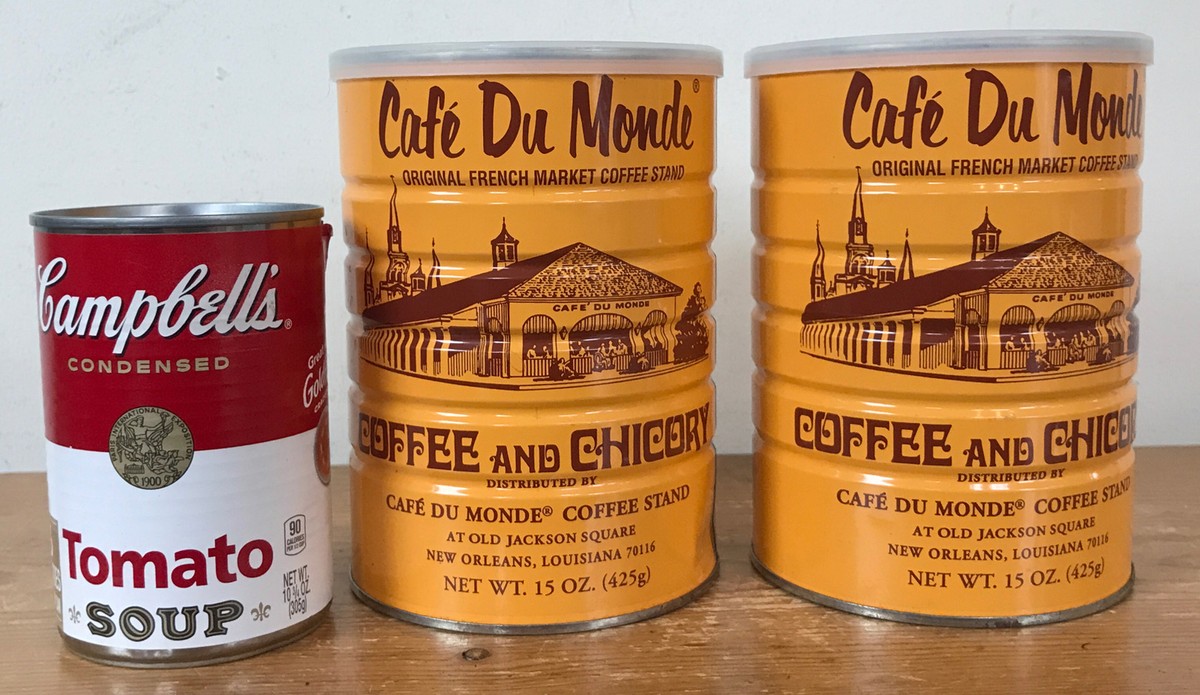Set Pair 2 EMPTY Cafe Du Monde New Orleans Coffee Chicory Cans 