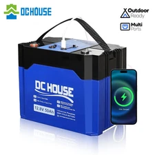 12V 50Ah Portable LiFePO4 Lithium Battery with DC&TypeC Ports RV Solar Camping
