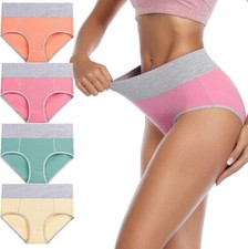 Ladies High Waist Knickers Women's Cotton Briefs Underwear Full Back Coverage