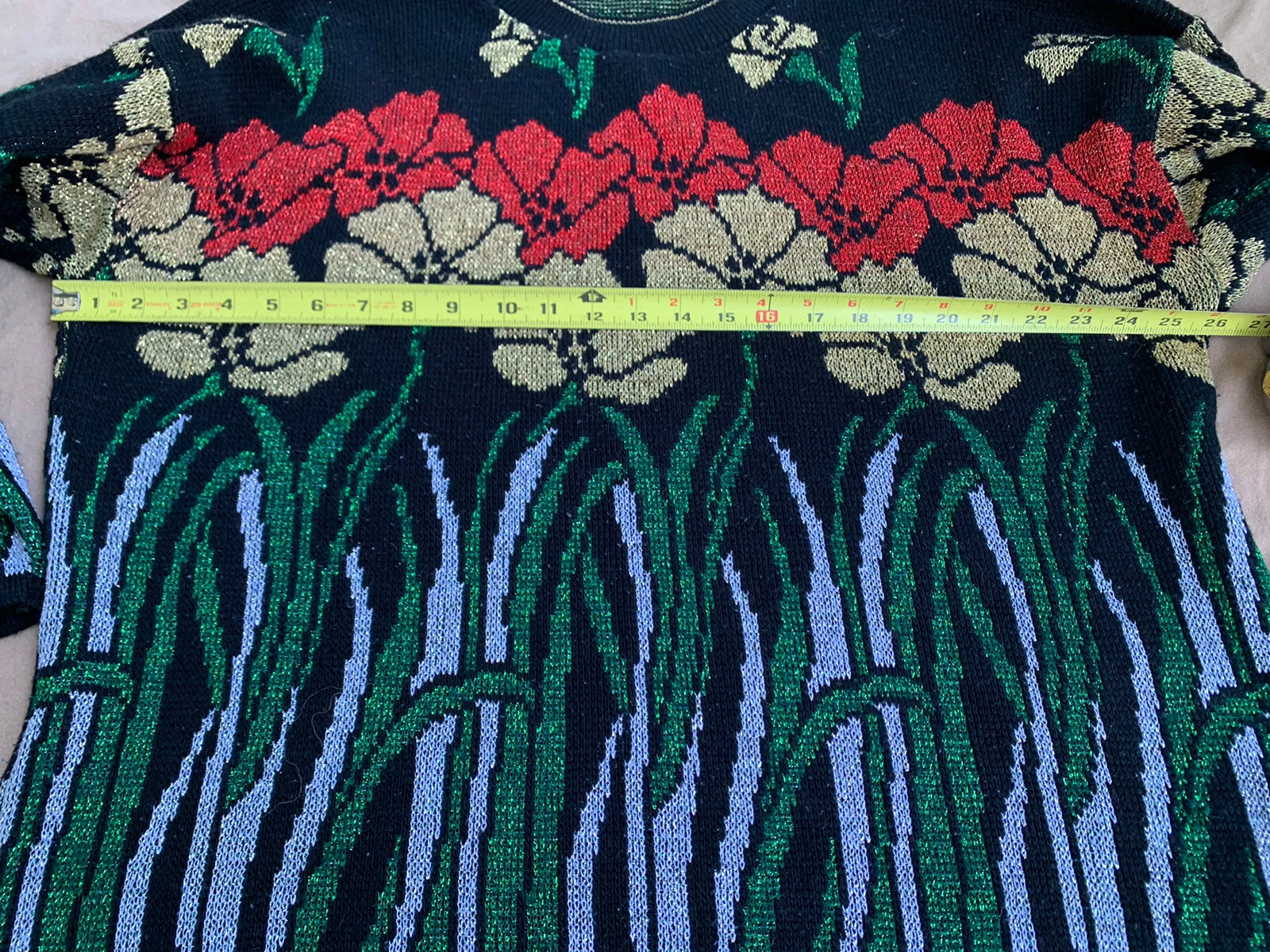 Nutcracker Ugly Christmas Sweater Floral Womens Plus size 2x Sparkly Lurex