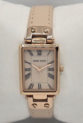Women's Anne Klein AK/3752 Taupe Dial Rose Gold Case Tan Leather Strap Watch 03