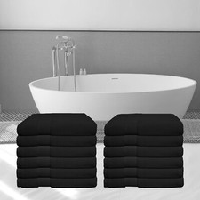 Pack of 12 Washcloths/Facecloth Set Black 100 Cotton 13x13 Premium Absorbent