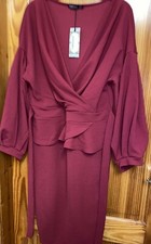 BOOHOO  Size 24 Dress Casual Dress New Tags Off Shoulder Peplum Wrap Dress