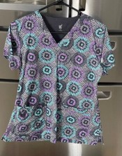scrub top size small multicolored med couture excellent condition 