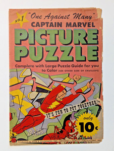 Vintage 1940s Captain Marvel Shazam 'One Against Many' Puzzle Fawcett - complete