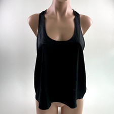 Victoria  s Secret Satin Racerback Tank Top Sleepwear w/ Logo Black Size M NWT