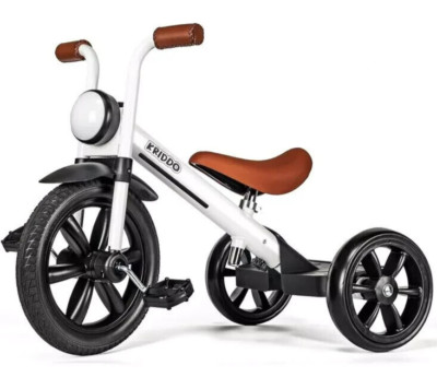 NIB OPENED BOX KRIDDO Kids Tricycle TC-006 White NEW W/Light For 2-4 YearS RIDE
