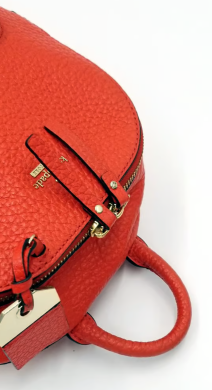 kate spade Orange Clear Mini Backpack with Leather Trim Kate Spade Small Orange Leather Zip Top Backpack | eBay main image 2