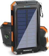 WONGKUO 36800mAh Solar Power Bank – QC3.0, LED, Waterproof