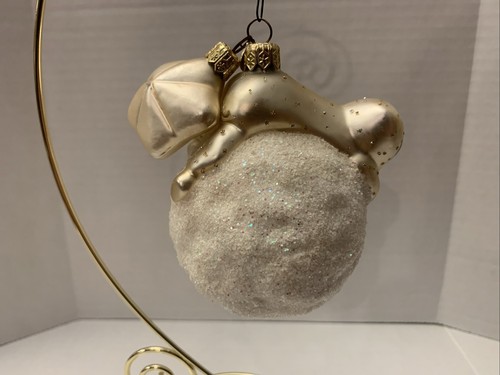 Dept 56 Blown Glass Christmas Ornament Snowbaby atop a Snowball with Star - Picture 3 of 5