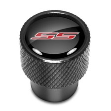 Chevrolet Camaro SS Logo in Black on Black Aluminum Tire Valve Stem Caps