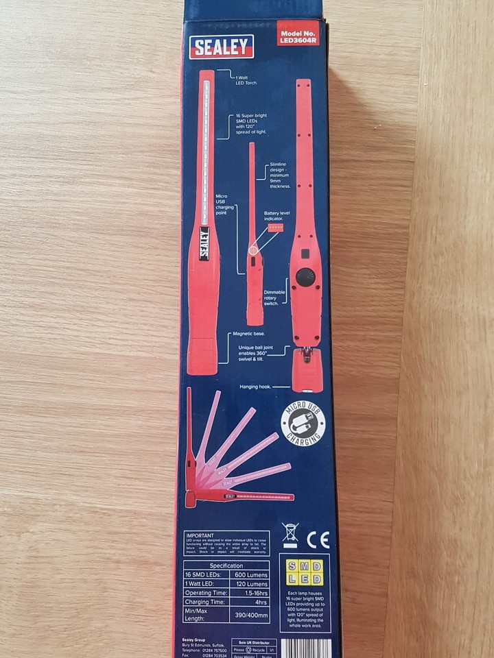 360° 8W & 1W SMD LED Rechargeable Inspection Light Red eBay