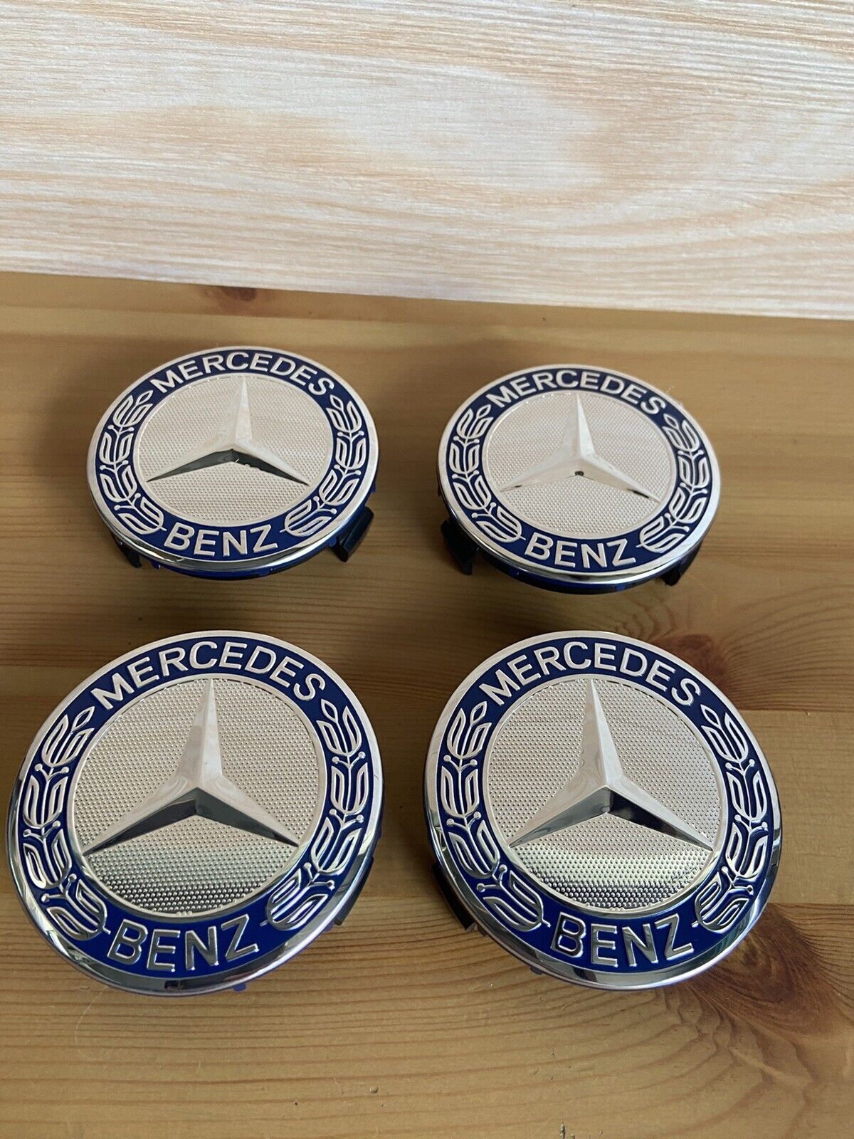 4x Mercedes Wheels Center Cap Hub Star Laurel Wreath Cover Inserts Sport AMG Set