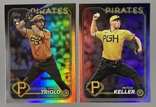 2- 2024 Topps Series 1 Jared Triolo RC #281 Mitch Keller #230 Rainbow Foil