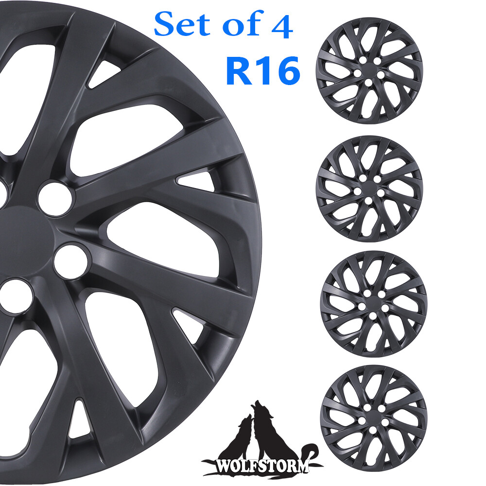 4PCS 16" Black Snap On Wheel Hub Caps Trim Rings fitsToyota Corolla Tire & Steel
