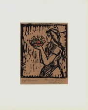 Gehri, best regards. [Signed Hand Colored Woodblock Print].