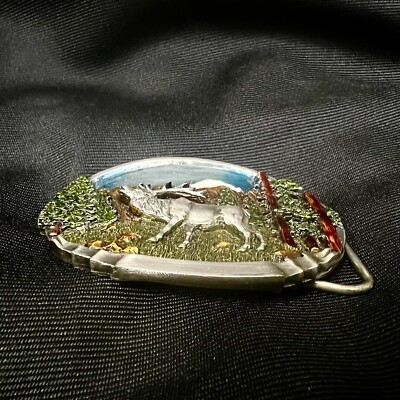 Vtg 1986  Siskiyou Buckle Co. Williams Oregon T-15 Wildlife Collectible Buckle Vintage 1986 Bull Elk Siskiyou Belt Buckle Co. Inc Brass W  main image 2